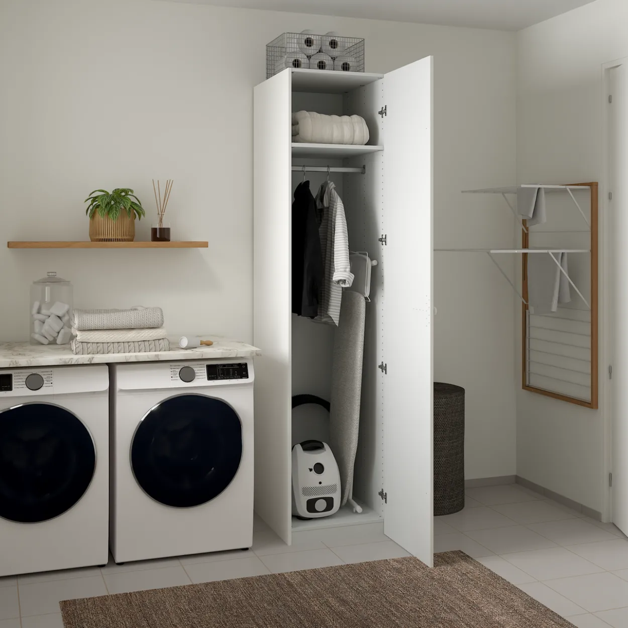 Lind nest garderobeskap 50x220x60cm hvit