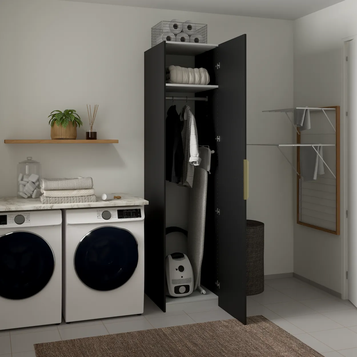 Lind nest garderobeskap 50x220x60cm sort