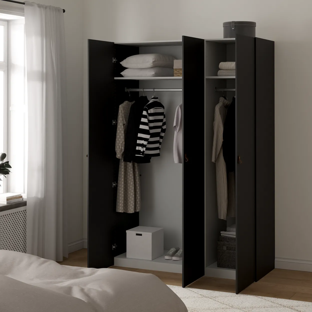 Lind nest garderobeskap 150x220x60cm sort