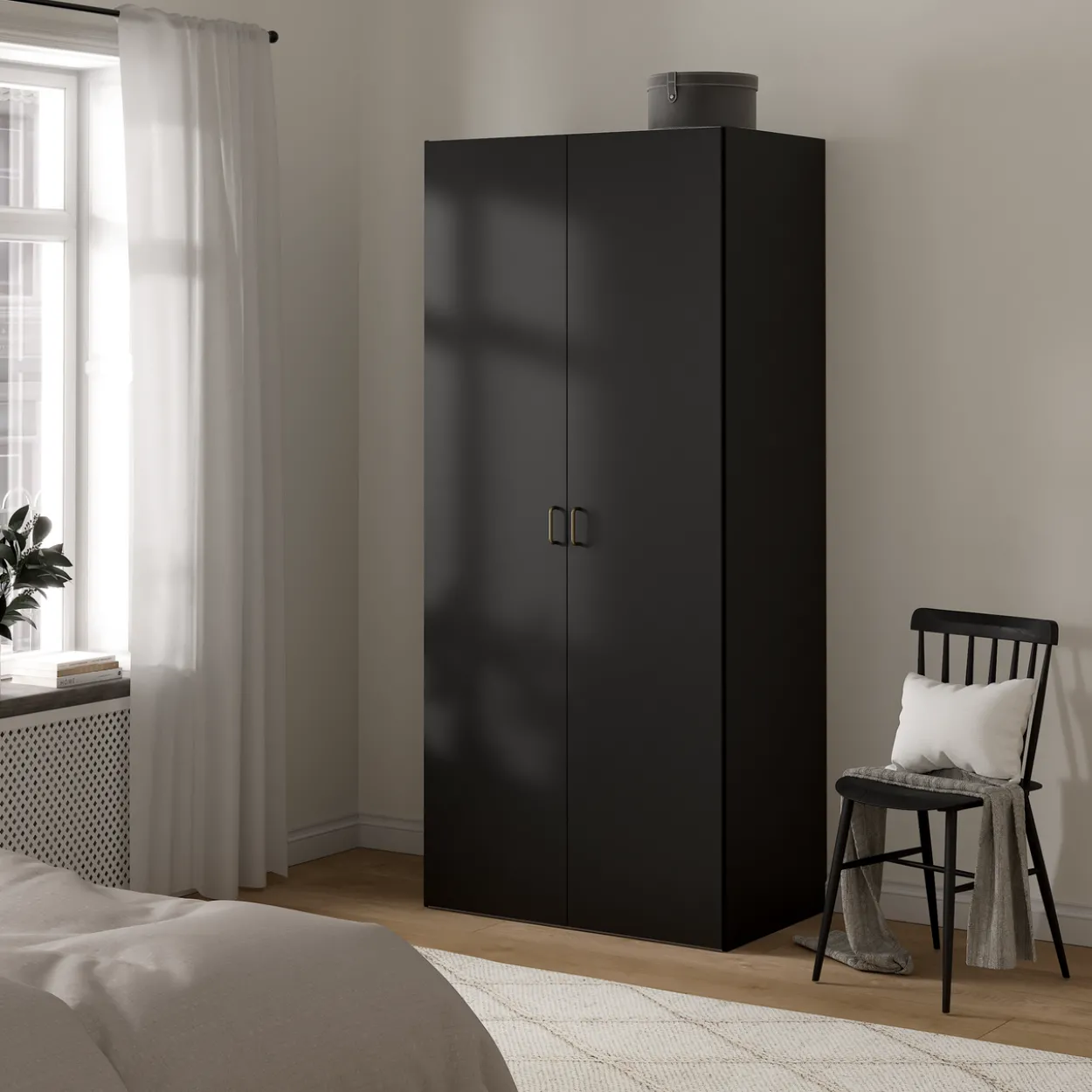 Lind nest garderobeskap 100x220x60cm sort