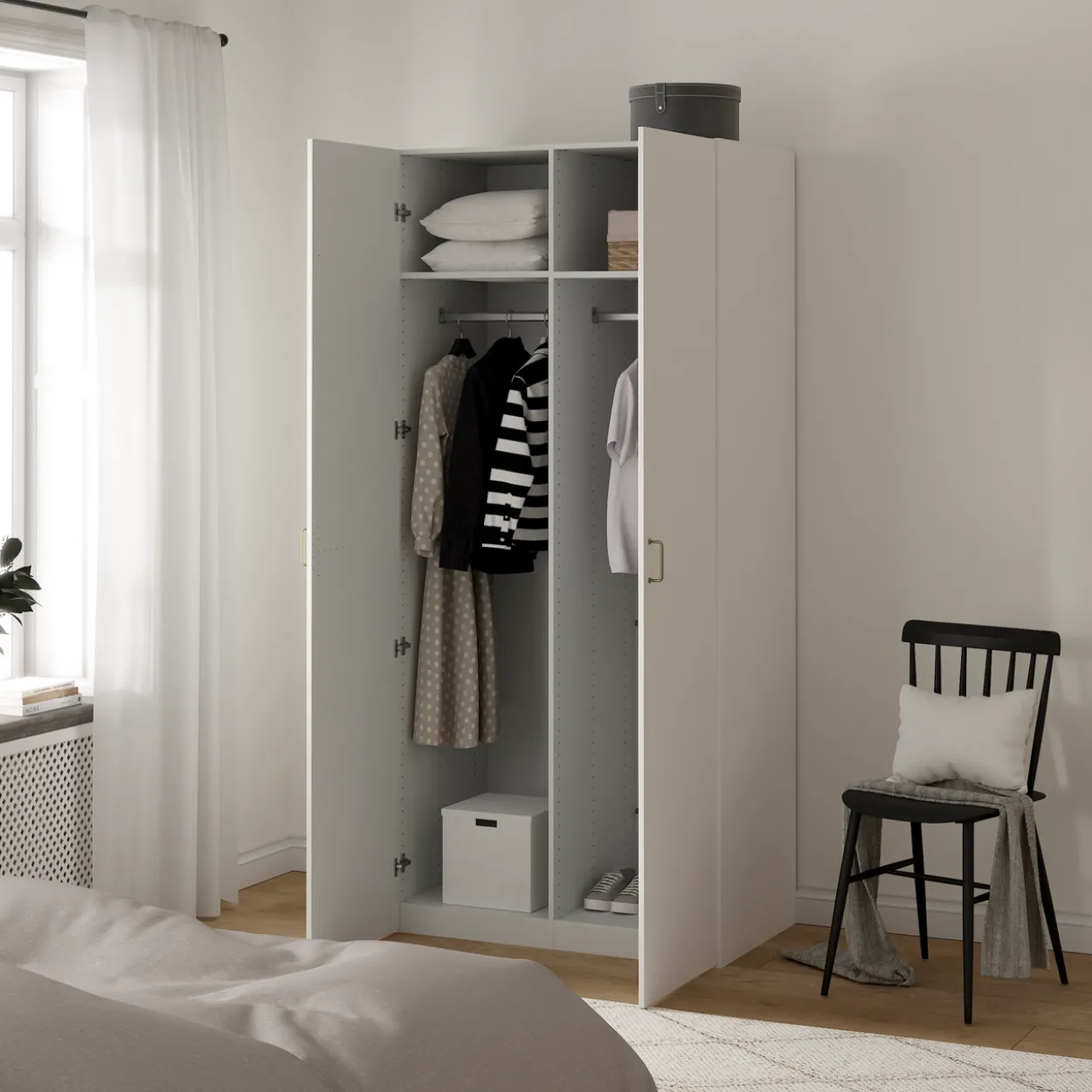 Lind nest garderobeskap 100x220x60cm hvit