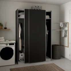 Lind nest skyvedørsgarderobe 150x220x67cm sort