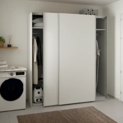 Lind nest skyvedørsgarderobe 200x220x67cm hvit