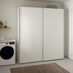 Lind nest skyvedørsgarderobe 200x220x67cm hvit