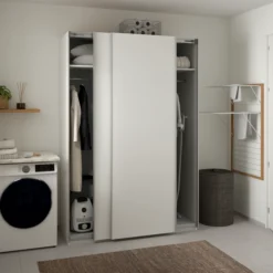 Lind nest skyvedørsgarderobe 150x220x67cm hvit