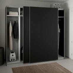 Lind nest skyvedørsgarderobe 250x220x67cm sort