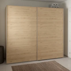Lind nest skyvedørsgarderobe 250x220x67cm eik