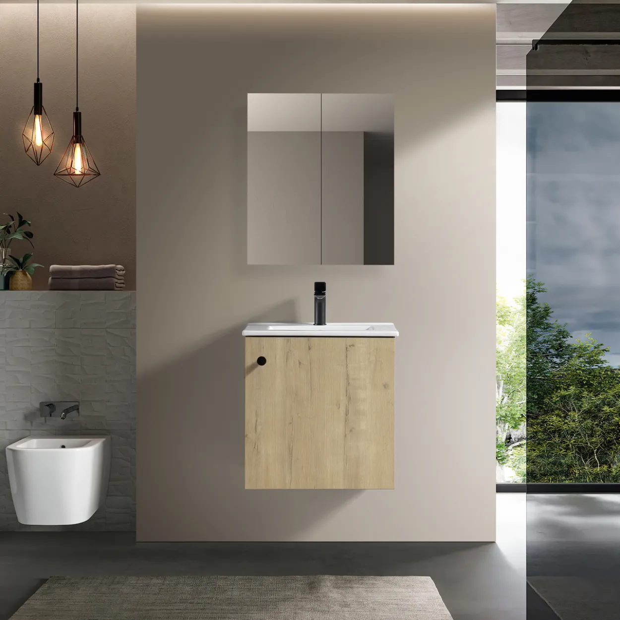 Lind square 50 baderomsmøbel eik