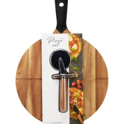 Pizzabrett og pizzahjul akasie ø30cm