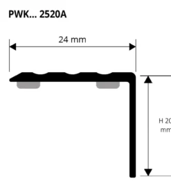 Prowalk 2520 trappenese alu selvklebende 20 mm 90 cm, eloksert