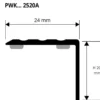 Prowalk 2520 trappenese alu selvklebende 20 mm 90 cm, gull