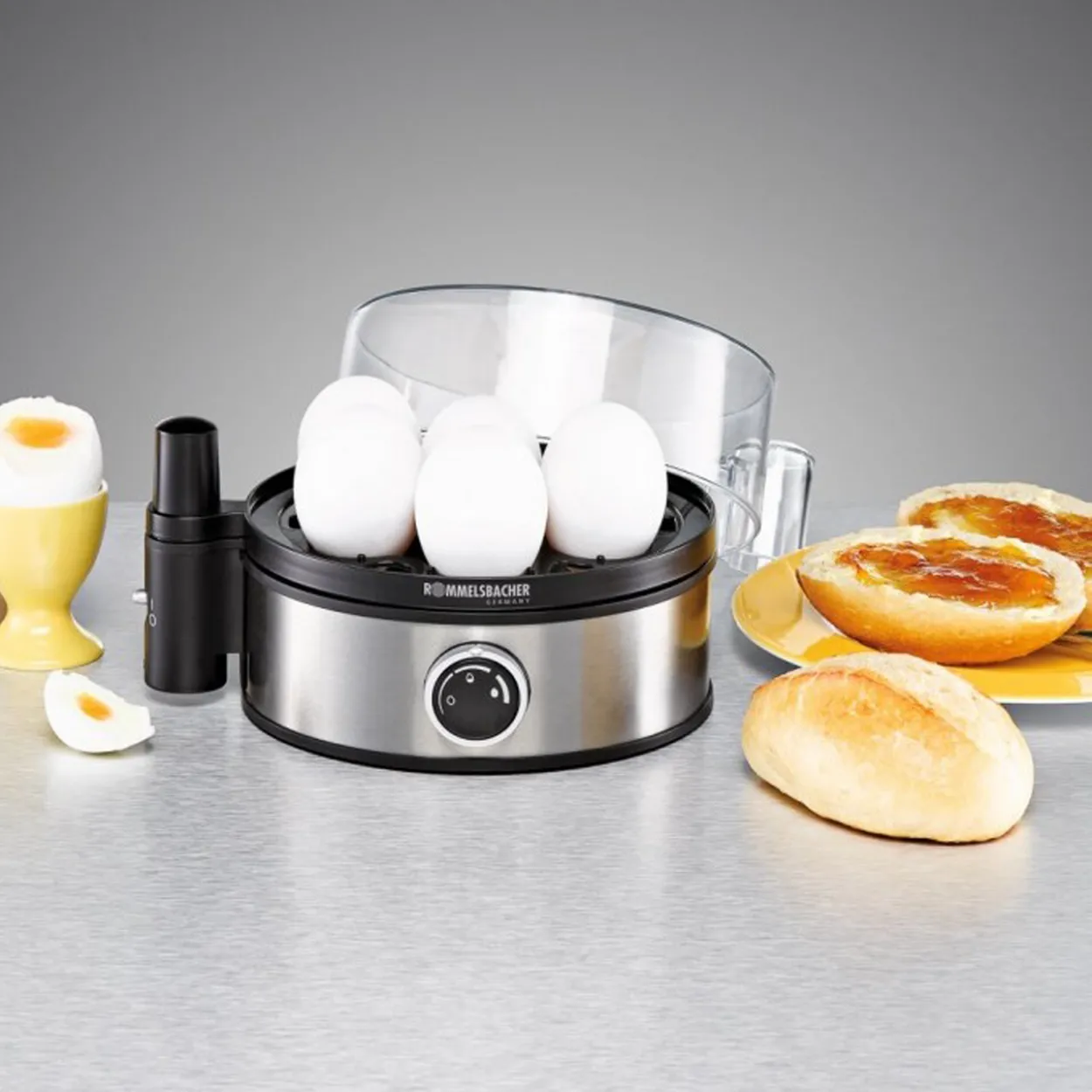 Rommelsbacher eggkoker er400,stål 400 watt1-7 egg
