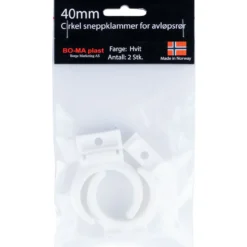 Rørklammer 40 mm hvit plast 2pk.