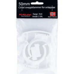 Rørklammer 50 mm hvit plast 2pk.