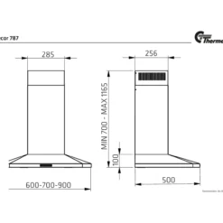 Thermex decor 787 kjøkkenhette 70 cm sort led