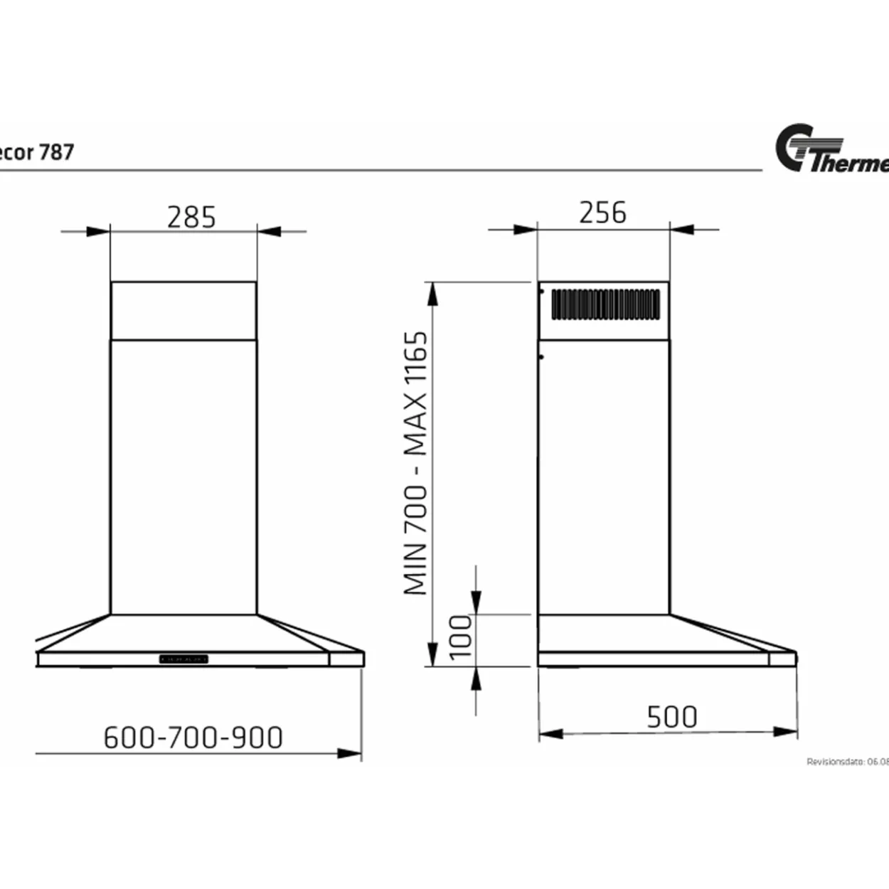 Thermex decor 787 kjøkkenhette 90 cm sort led