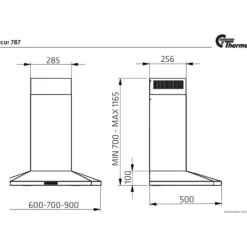 Thermex decor 787 kjøkkenhette 60cm sort u/motor