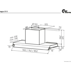 Thermex integro 51 ii kjøkkenhette 60cm rustfritt stål