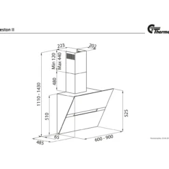 Thermex preston kjøkkenhette vegghengt m/motor 90 cm