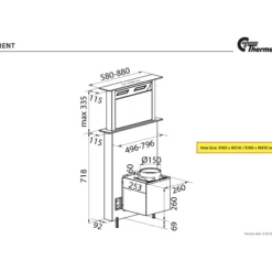 Thermex trent integrert benkventilator stål 880mm