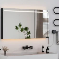 Trend nova speilskap m/led 120 cm sort alu