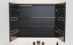 Trend nova speilskap m/led 80 cm sort alu