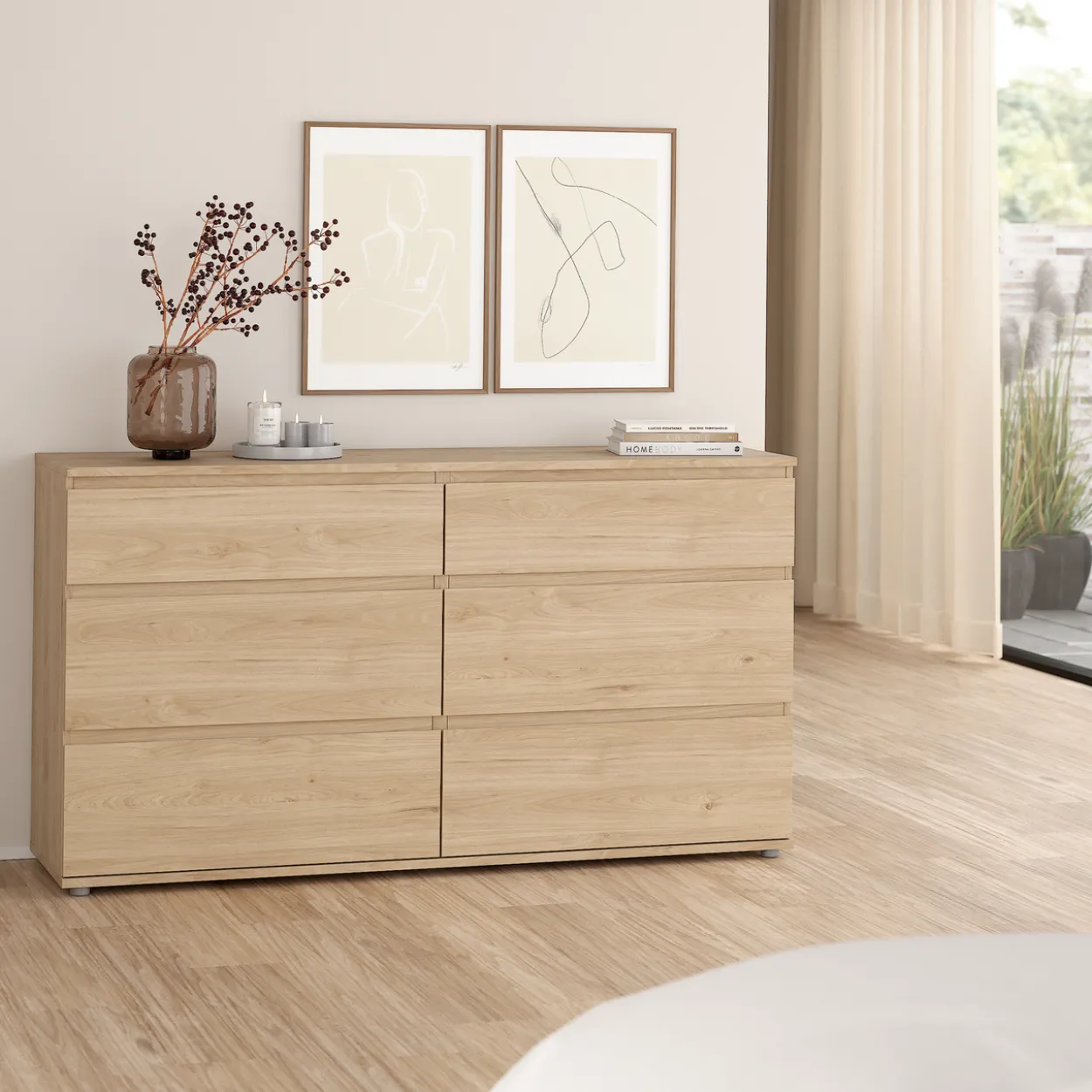 Tvilum nova kommode eik 6 skuffer 153x40x84