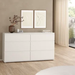 Tvilum nova kommode hvit 6 skuffer 153x40x84