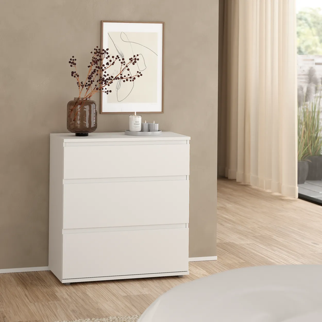 Tvilum nova kommode hvit 3 skuffer 77x40x84