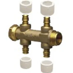 Uponor aqua plus fordeler m/løpemutter 2+2 q&e e nkb dr 3/4"mt/sn 2x2x15 c/c 50mm
