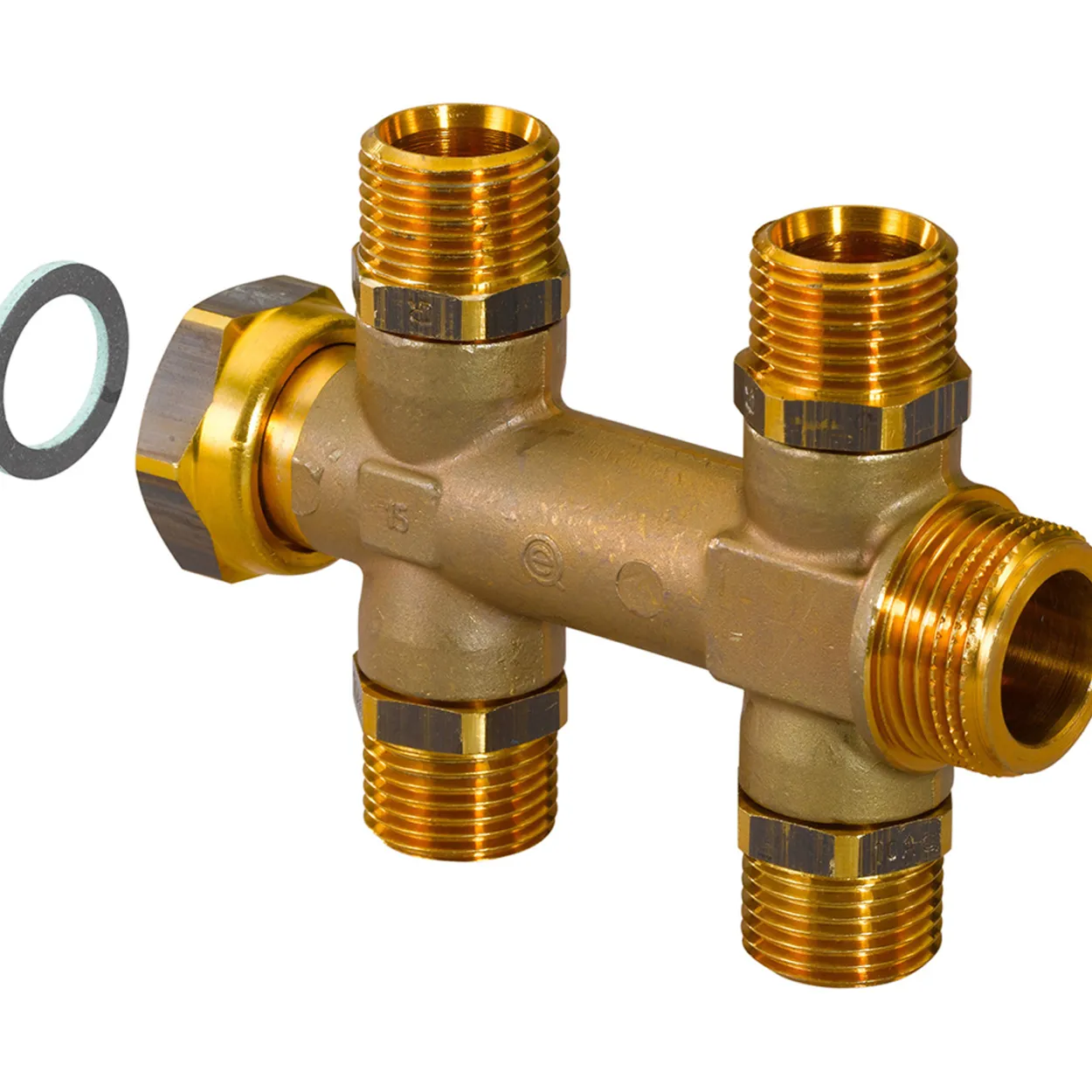 Uponor fordelerrør 3/4" 4x15mm avstikk m/omløper