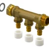 Uponor q&e fordelerrør m/3 avstikk 3/4" m/omløper til 15mm pexrør cc/35mm