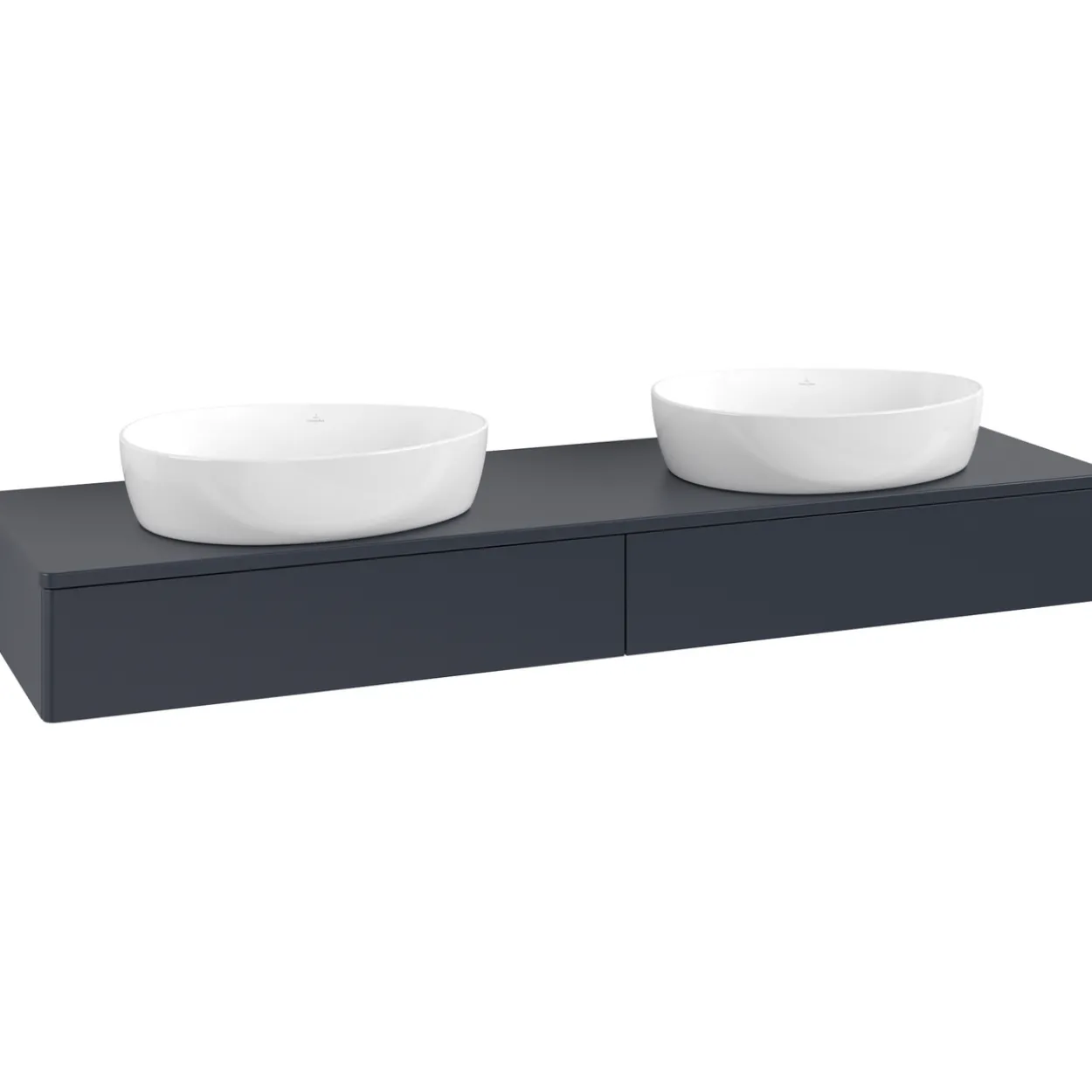 V&b antao servantskap 2 skuffer glatt 1600x190x500 for 2 serv. m/kranhull blå