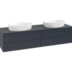 V&b antao servantskap 4 skuffer glatt 1600x360x500 for 2 serv. m/kranhull blå