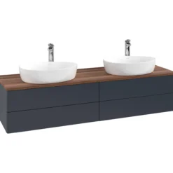 V&b antao servantskap 4 skuffer glatt 1600x360x500 for 2 serv. m/kranhull blå/valnøtt