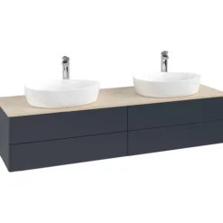V&b antao servantskap 4 skuffer glatt 1600x360x500 for 2 serv. m/kranhull blå/créme