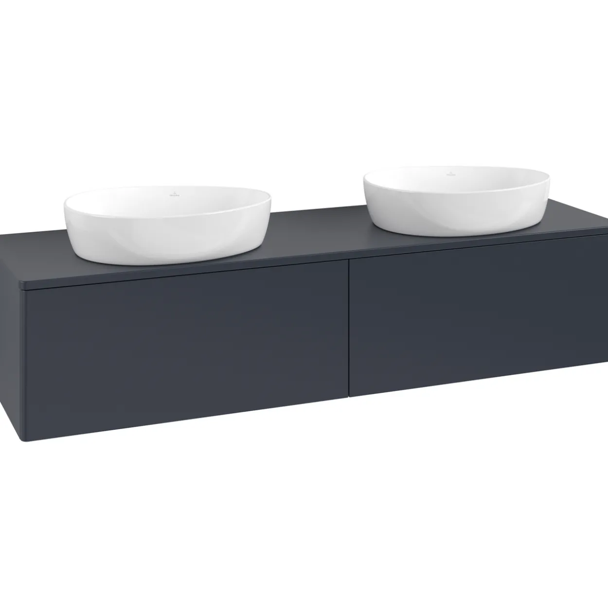 V&b antao servantskap 2 skuffer glatt 1600x360x500 for 2 serv. m/kranhull blå