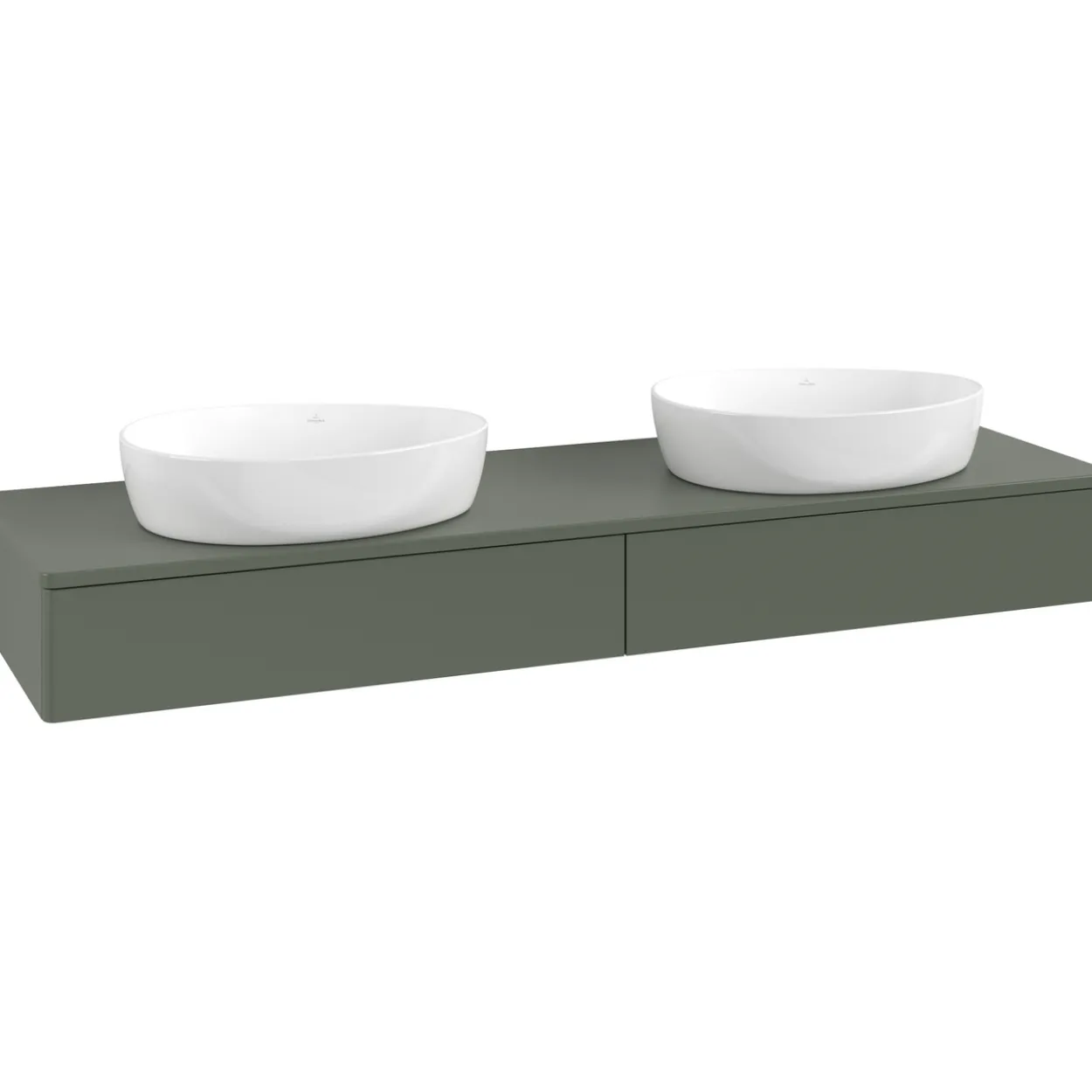 V&b antao servantskap 2 skuffer glatt 1600x190x500 for 2 serv. m/kranhull grønn