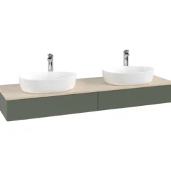 V&b antao servantskap 2 skuffer glatt 1600x190x500 for 2 serv. m/kranhull grønn/créme