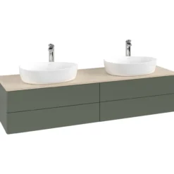 V&b antao servantskap 4 skuffer glatt 1600x360x500 for 2 serv. m/kranhull grønn/créme