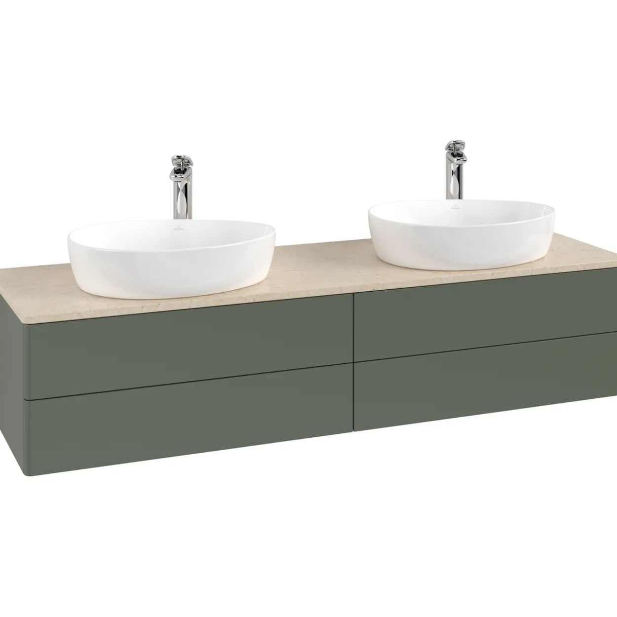V&b antao servantskap 4 skuffer glatt 1600x360x500 for 2 serv. m/kranhull grønn/créme