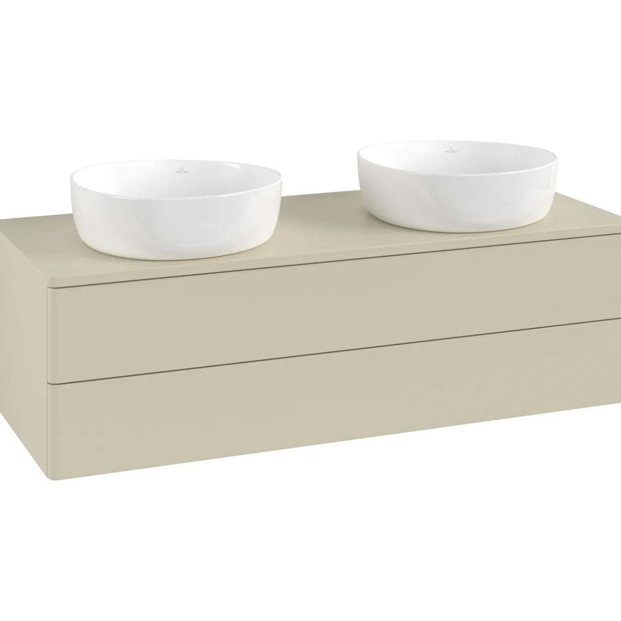 V&b antao servantskap 2 skuffer glatt 1200x360x500 for 2 serv. m/kranhull silkegrå