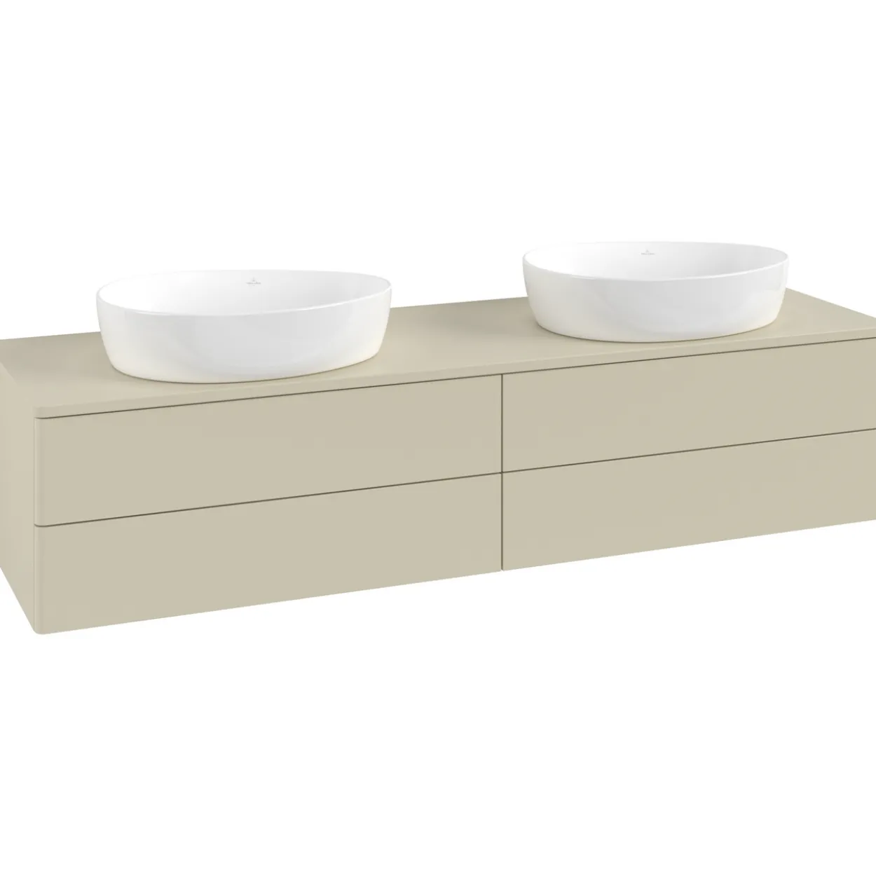 V&b antao servantskap 4 skuffer glatt 1600x360x500 for 2 serv. m/kranhull silkegrå