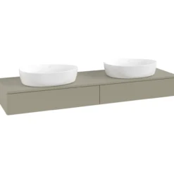 V&b antao servantskap 2 skuffer glatt 1600x190x500 for 2 serv. m/kranhull stengrå