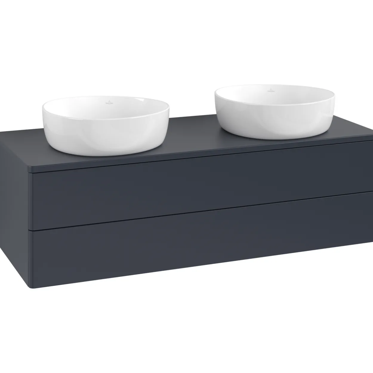 V&b antao servantskap 2 skuffer glatt 1200x360x500 for 2 serv. u/kranhull blå