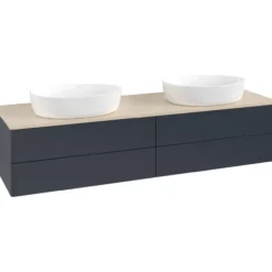 V&b antao servantskap 4 skuffer glatt 1600x360x500 for 2 serv. u/kranhull blå/créme