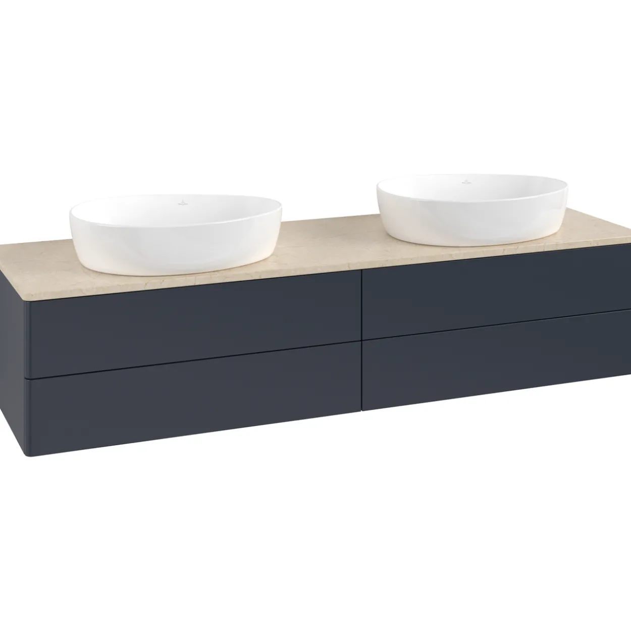 V&b antao servantskap 4 skuffer glatt 1600x360x500 for 2 serv. u/kranhull blå/créme
