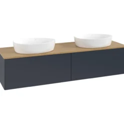 V&b antao servantskap 2 skuffer glatt 1600x360x500 for 2 serv. u/kranhull blå/eik