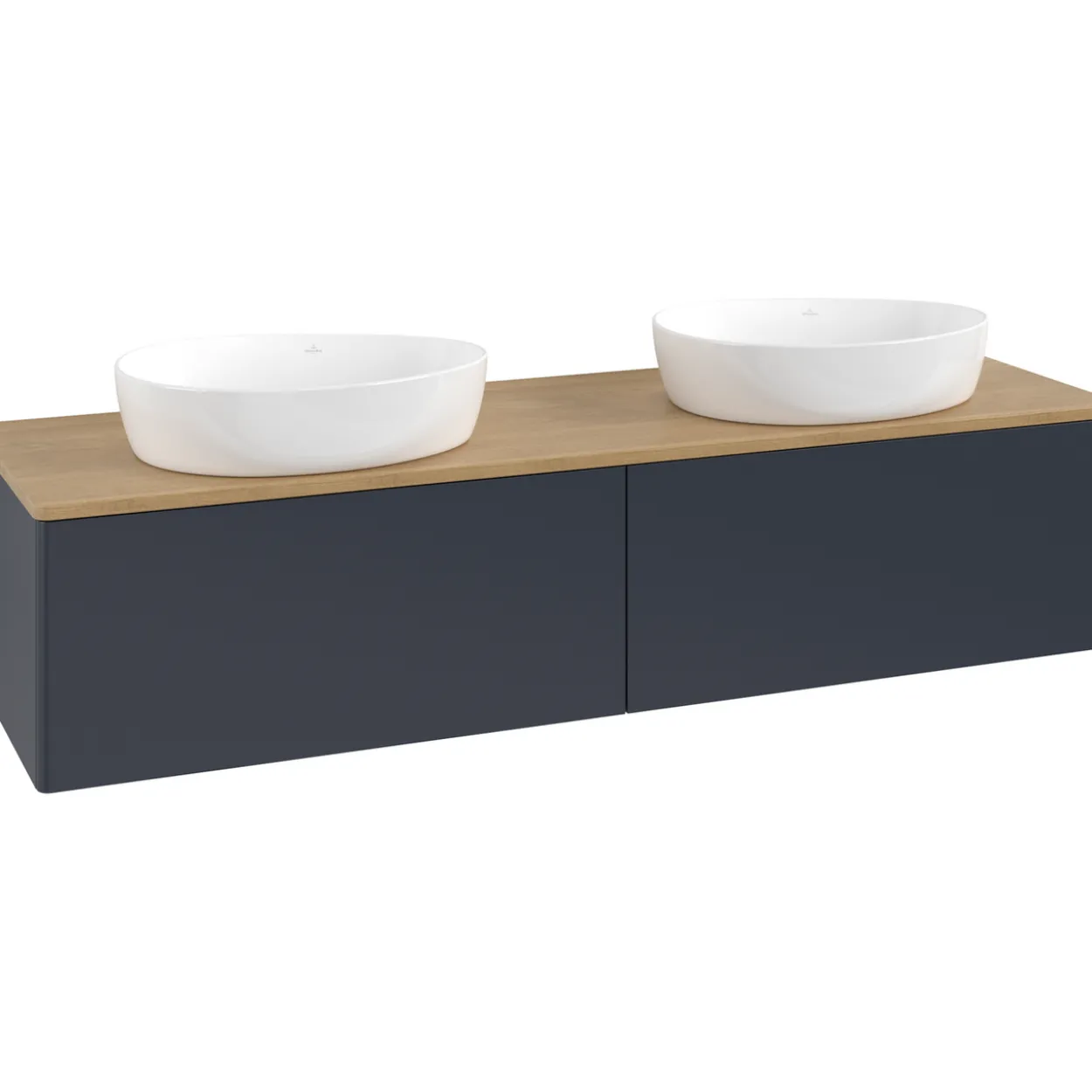 V&b antao servantskap 2 skuffer glatt 1600x360x500 for 2 serv. u/kranhull blå/eik
