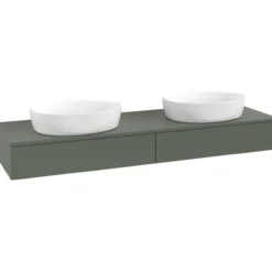 V&b antao servantskap 2 skuffer glatt 1600x190x500 for 2 serv. u/kranhull grønn